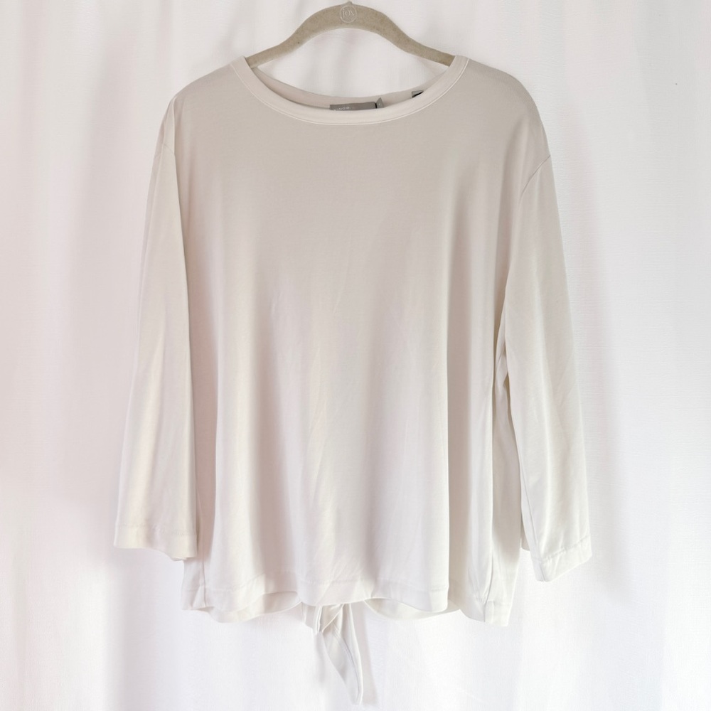 Vince White Open Tie Back Wide Sleeve Jersey T-Shirt Size Medium